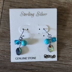 Sterling Silver Turquoise and Abalone Earrings